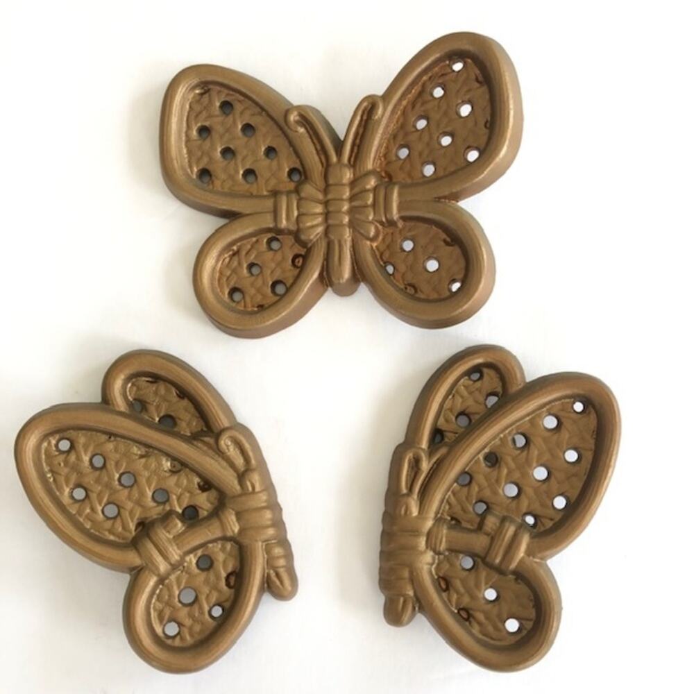 Vintage Homco Goldtone Plastic Butterfly Wall Hanging Home Decor